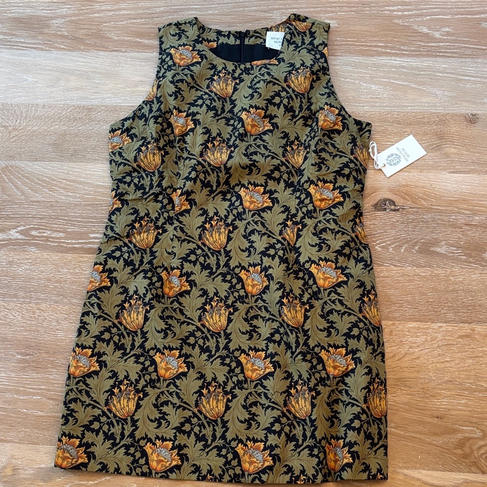 Sleeveless Mini Dress in Black and Gold Floral